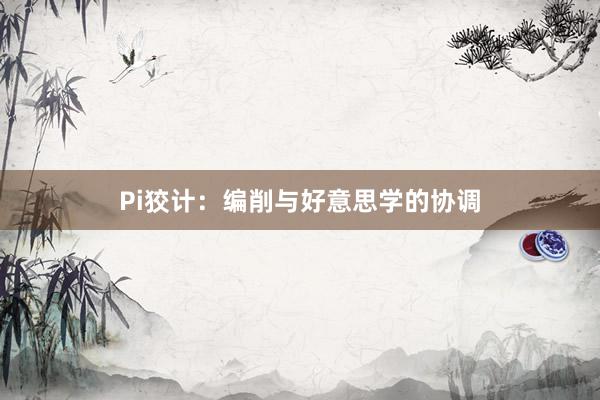 Pi狡计：编削与好意思学的协调
